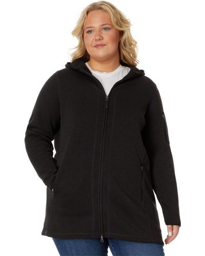 L.L. Bean Plus Size Sweater Fleece Coat - Black