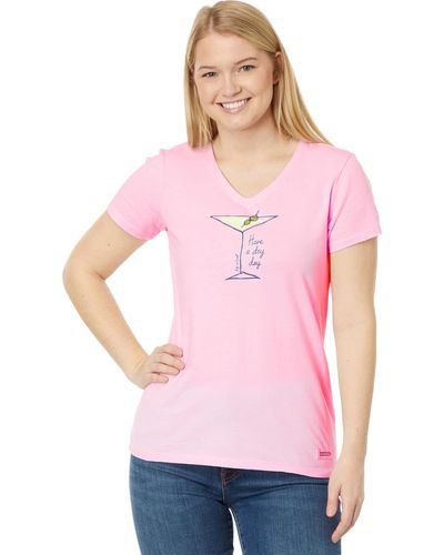 Life Is Good. Dry Day Martini Short Sleeve Crusher-lite Vee - Pink