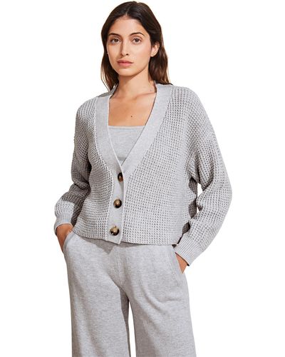 Eberjey Recycled Sweater - The Cropped Cardigan - Gray