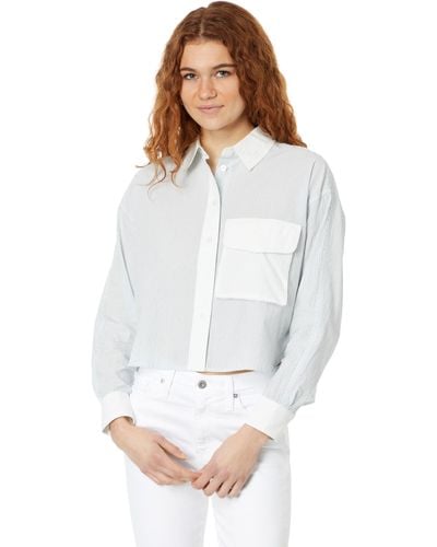 Madewell Flap-pocket Crop Button-up Shirt In Poplin - White