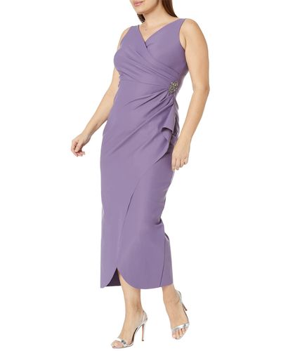 Alex Evenings Long Slimming Sleeveless Sheath Dress - Purple