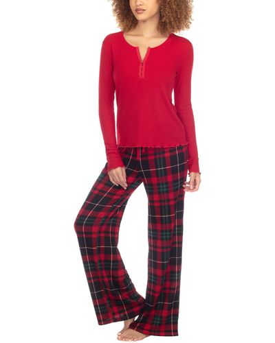 Honeydew Intimates Snowed In Baby Waffle And Hacci Pj Set - Red