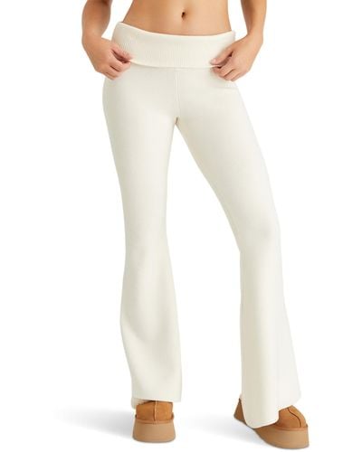 Juicy Couture Fold-over Waistband Sweater Wide Leg With Bling - Natural