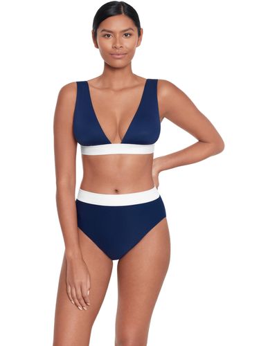 Ralph Lauren Bel Air Banded High Waist Bikini Bottom - Blue