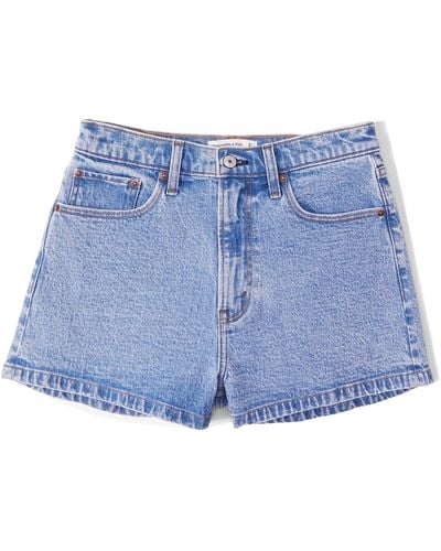 Abercrombie & Fitch Curve Love High Rise Mom Short - Blue