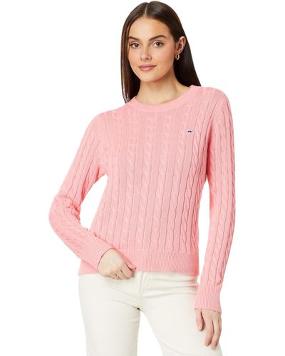 Vineyard Vines Cashemere Cable Crew Sweater - Pink