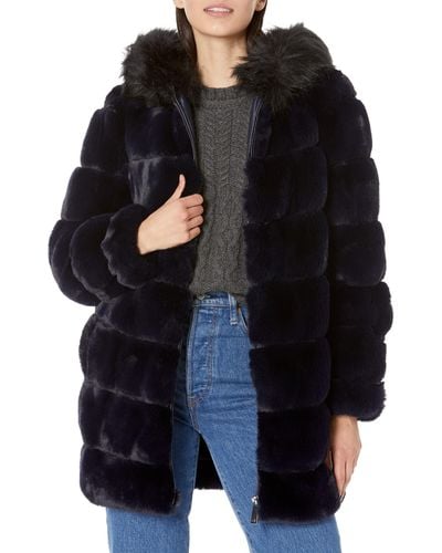 Calvin Klein Hooded Faux Fur Jacket - Black