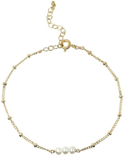 Dogeared Triple Pearl Beaded Chain Bracelet 6 W/ 2 Extender - Metallic