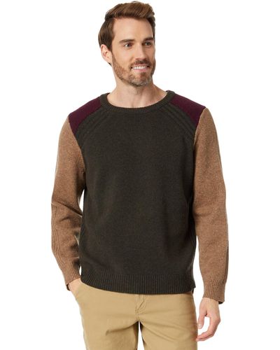 L.L. Bean Rangeley Merino Crew Neck Color-block Sweater - Black