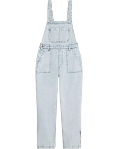 We Wore What Slouchy Slit Overalls - Blue