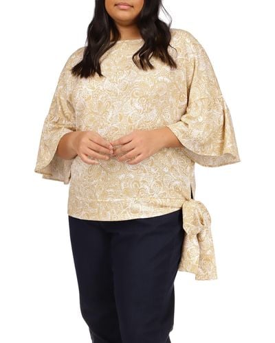 MICHAEL Michael Kors Plus Size Batik Paisley Flounce Sleeve T-shirt - Natural