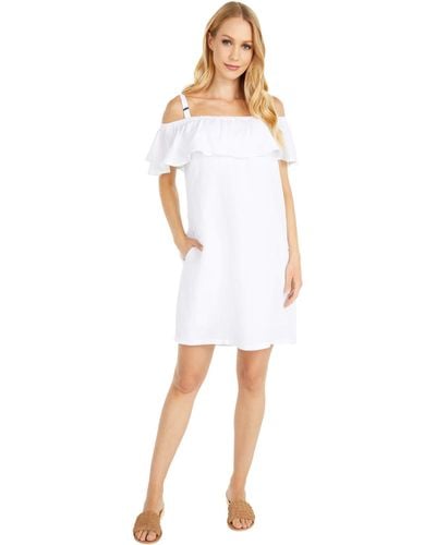 Tommy Bahama Linen-blend Off-the-shoulder Dress - White
