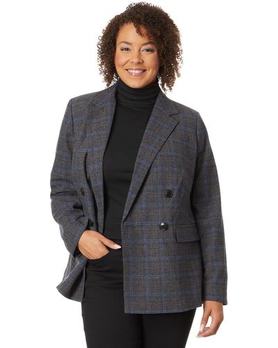 Madewell The Plus Rosedale Blazer In Plaid - Gray
