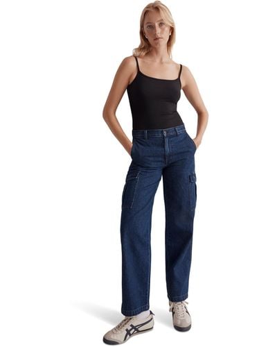 Madewell Low-slung Straight Cargo Jeans In Martindale Wash - Blue