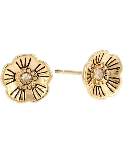 COACH Tea Rose Stud Earrings - Metallic