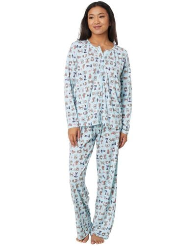 Karen Neuburger Long Sleeve Cardigan Pj Set - Blue