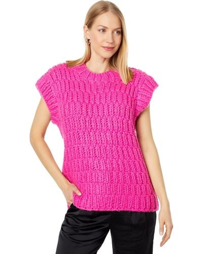 English Factory Chunky Knit Sweater Vest - Pink