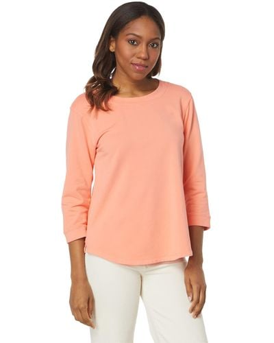 Mod-o-doc Lightweight French Terry 3/4 Open Crew Neck Top - Pink