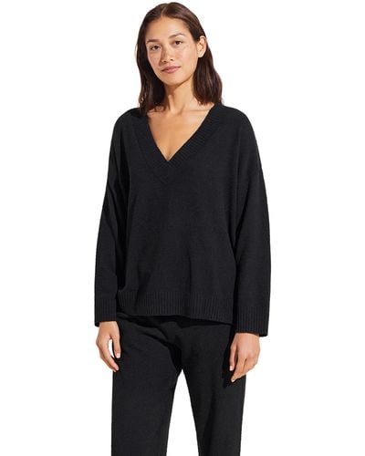Eberjey Recycled Boucle - The V-neck Top - Black
