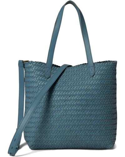 Madewell The Medium Transport Tote: Woven Leather Edition - Blue