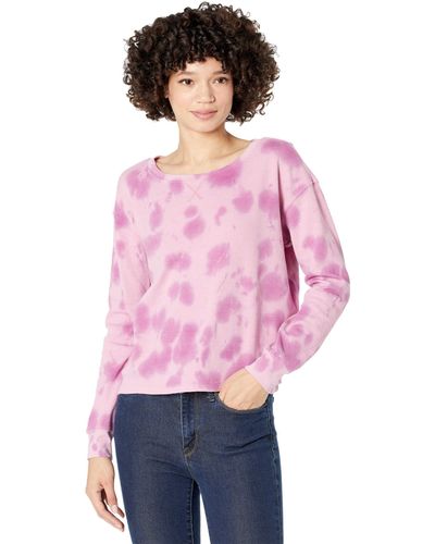 Splendid Cloud Tie-dye Pullover Sweatshirt - Pink