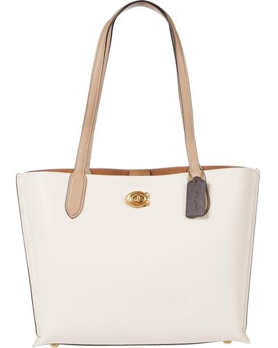 COACH Color-block Leather Willow Tote - White