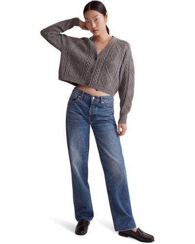 Madewell Cable-knit Crop Cardigan - Blue