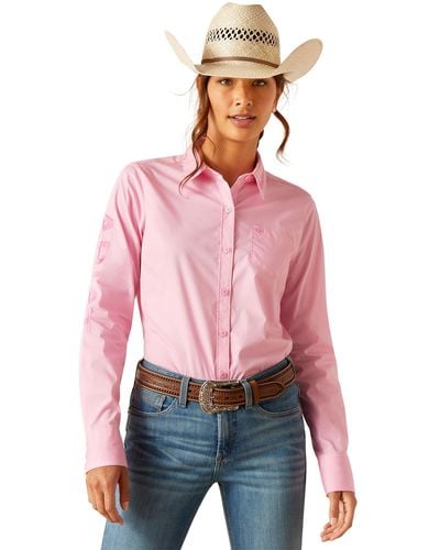 Ariat Wrinkle Resist Team Kirby Stretch Shirt - Red