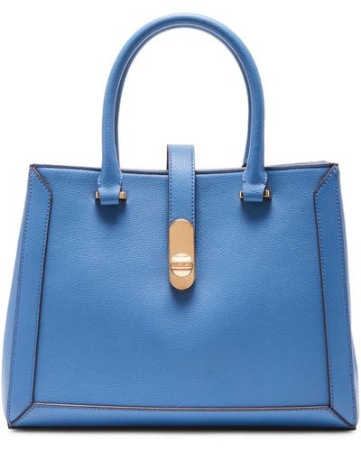 Anne Klein Color-blocked Satchel With New Turnlock - Blue