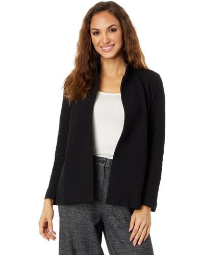 Eileen Fisher Stand Collar Long Jacket - Black