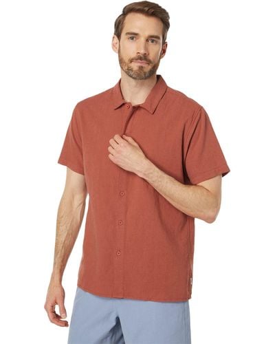 Rhythm Classic Linen Short Sleeve Shirt - Red