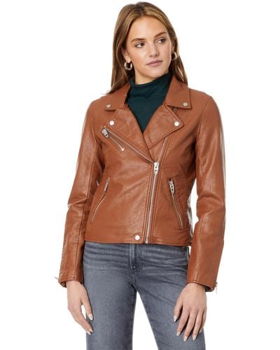 Blank NYC Faux Leather Moto Jacket - Red