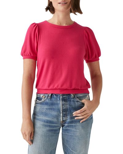 Michael Stars Elise Puff Sleeve Top - Red