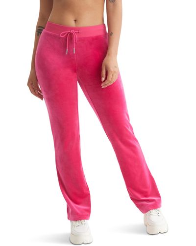 Juicy Couture Rib Waist Velour Pants With Drawcord - Pink