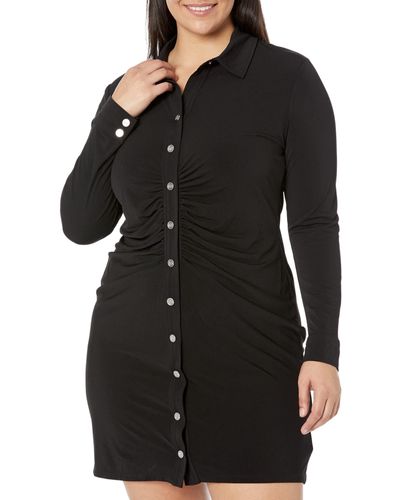 MICHAEL Michael Kors Solid Snap Ruched Mini Dress - Black