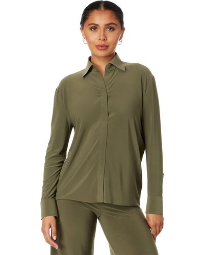 Norma Kamali Nk Shirt W/ Collar Stand - Green