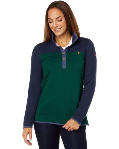 L.L. Bean Quilted Sweatshirt Mock Neck Tunic Color-block - Green