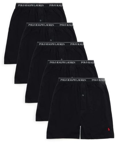 Polo Ralph Lauren Classic Fit Cotton Knit Boxer 5 Pack - Black