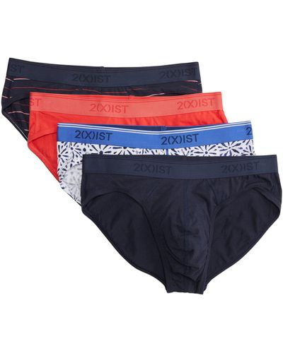 2(X)IST Men's Cotton Stretch Contour Pouch Brief 3-Pack, scotts  red/skydiver/black, Small at  Men's Clothing store