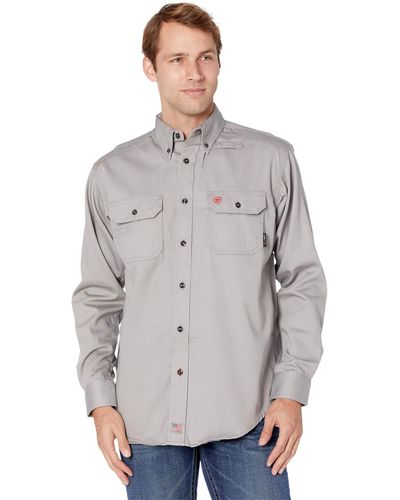 Ariat Fr Solid Long Sleeve Work Shirt - Metallic