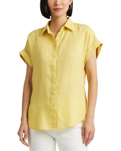 Lauren by Ralph Lauren Linen Dolman-sleeve Shirt - Yellow