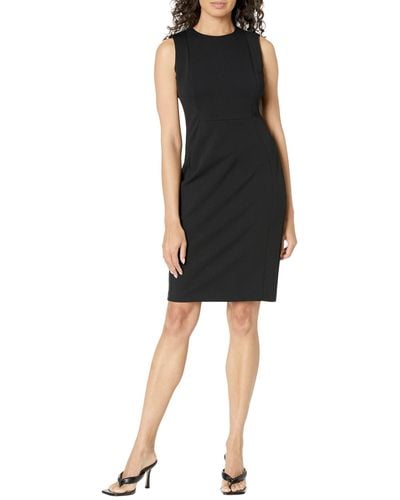 Calvin Klein Scuba Crepe Sleeveless Princess Seam Sheath Dress - Black