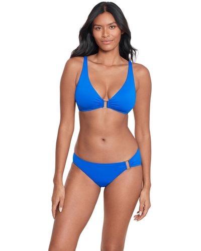 Lauren by Ralph Lauren Beach Club Solids Ring Over The Shoulder Bikini Top - Blue