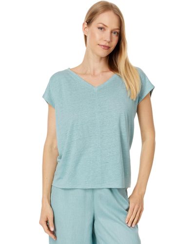 Eileen Fisher V-neck Square Tee - Blue