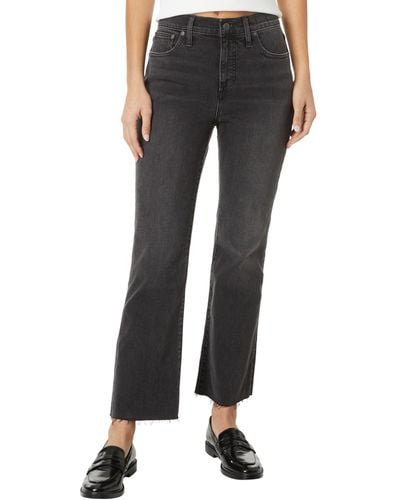 Madewell Kick Out Crop Jeans In Washed Black: Raw Hem Edition