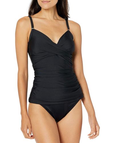 Calvin Klein Standard Tankini Swimsuit With Adjustable Straps And Tummy Control - Black