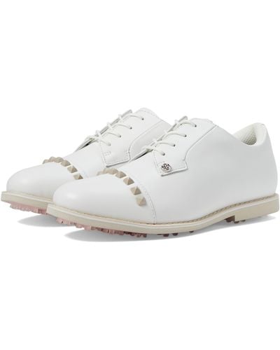 G/FORE Gallivanter Pebble Leather Stud Cap Toe Golf Shoes - White