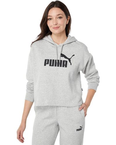PUMA Essentials Cropped Logo Fleece Hoodie - Gray