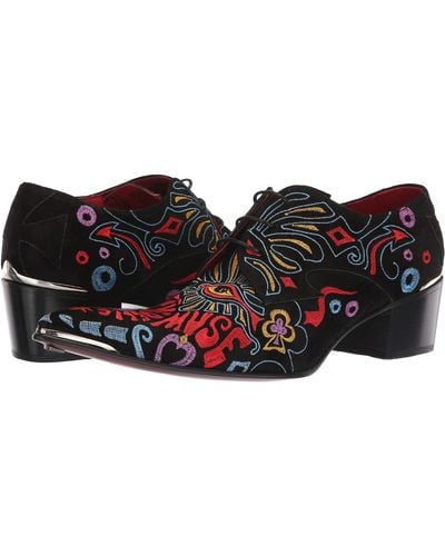 Jeffery West Sylvian Psychedelic Muse Embroidered Gibson Shoe (black Suede) Men's Boots
