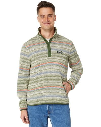 L.L. Bean Sweater Fleece Pullover Printed - Green